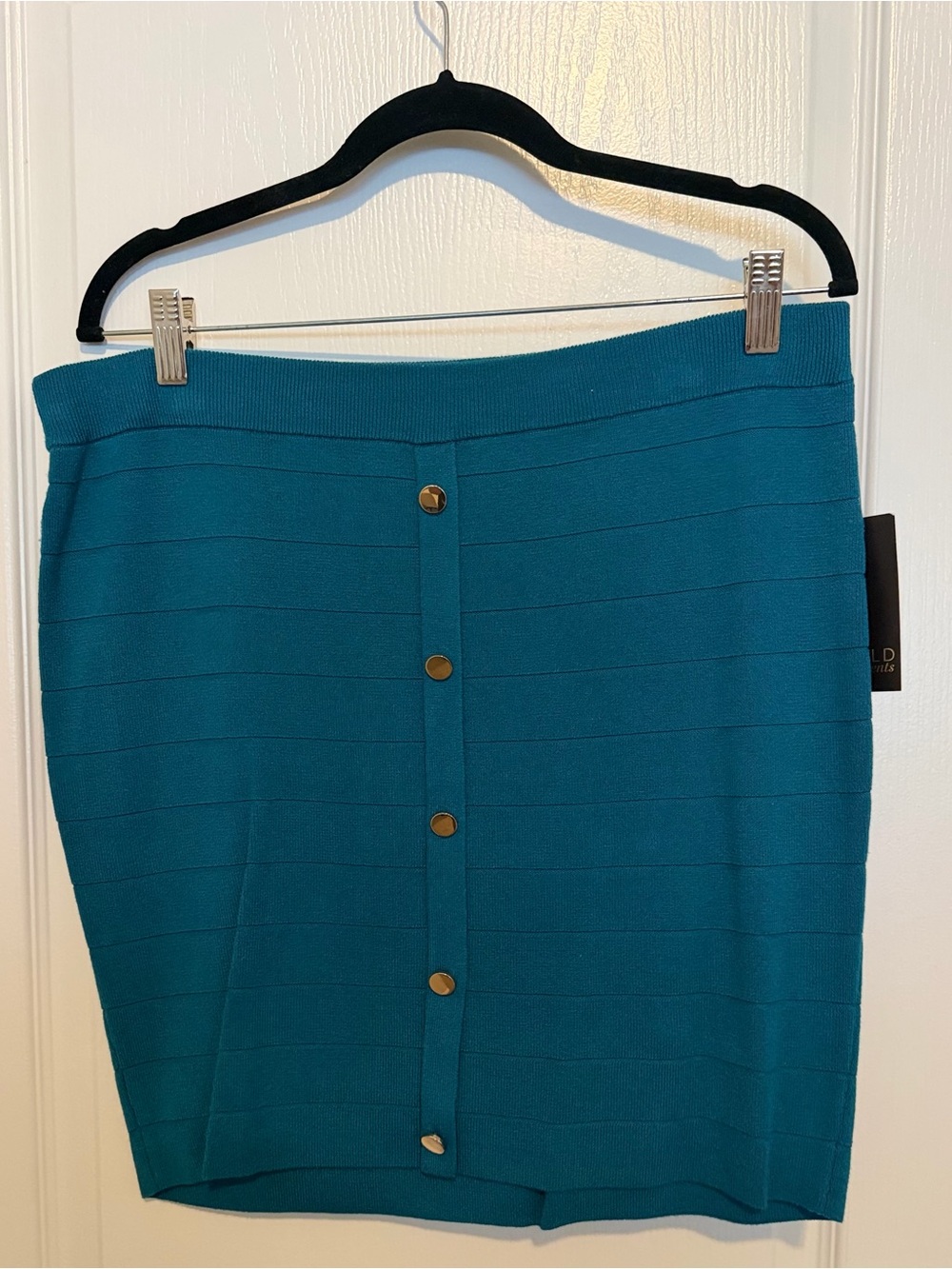 NWT Teal Bandage Bodycon Skirt w/ Gold Button Detail